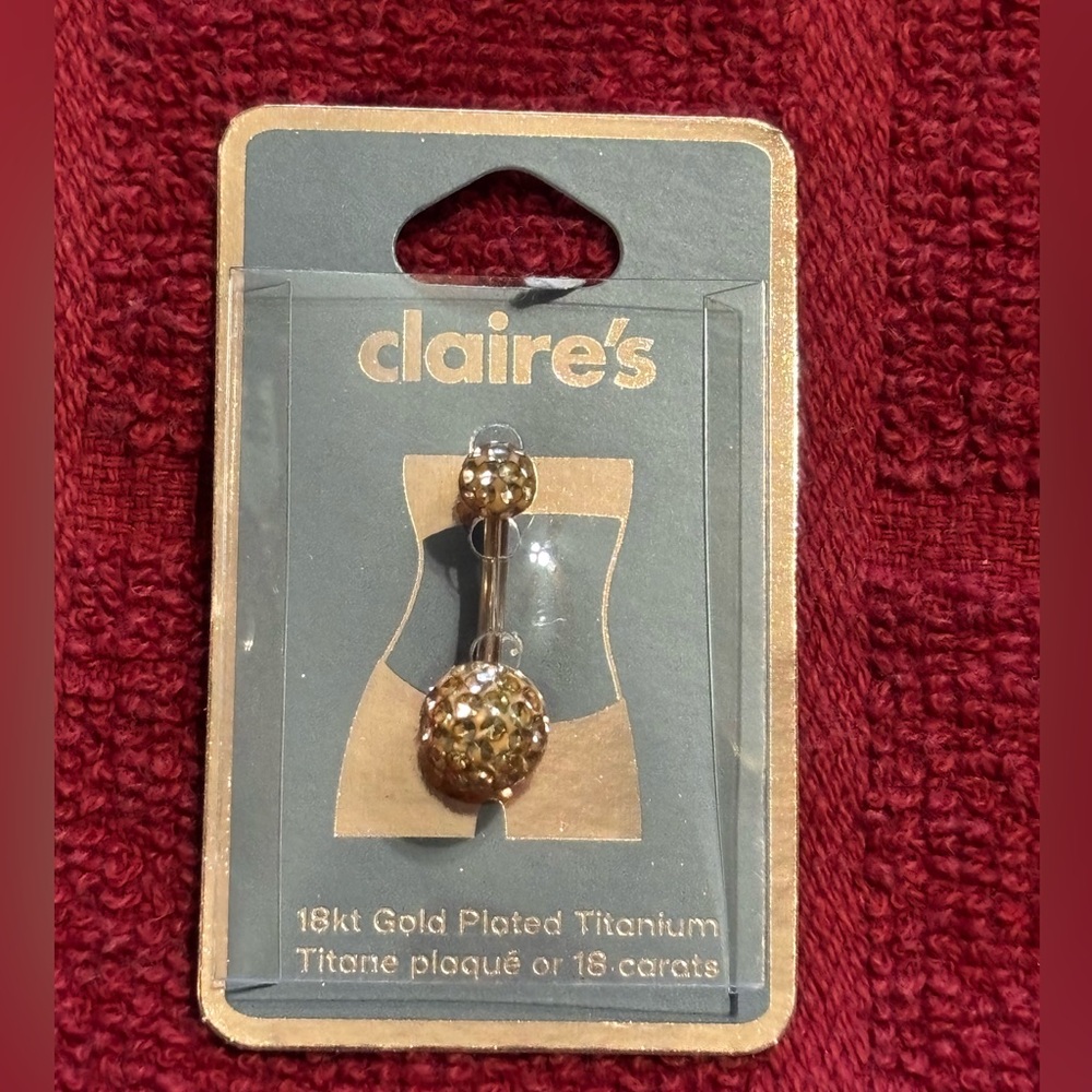 CLAIRE’S Belly Navel Ring Piercing 18kt‎ Gold Plated Titanium 14G 1.6mm